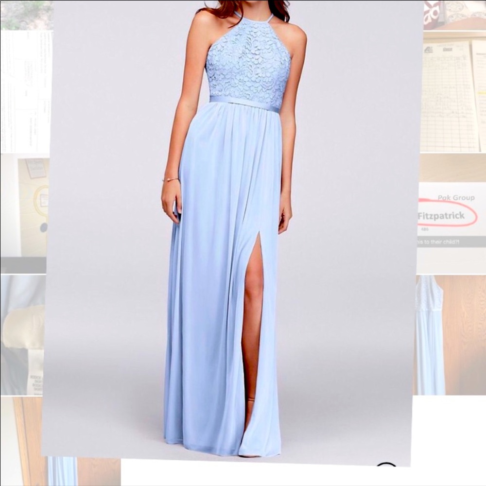 David’s bridal ice blue halter lace top size 2 NWT